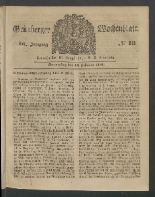 Gr&uuml;nberger Wochenblatt, No. 13. (14. Februar 1850)