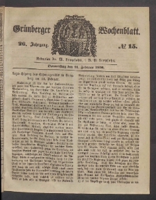 Gr&uuml;nberger Wochenblatt, No. 15. (21. Februar 1850)