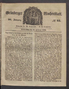 Grünberger Wochenblatt, No. 15. (21. Februar 1850)