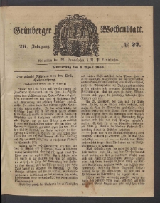 Grünberger Wochenblatt, No. 27. (4. April 1850)