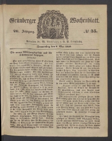 Gr&uuml;nberger Wochenblatt, No. 35. (2. Mai 1850)