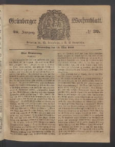 Gr&uuml;nberger Wochenblatt, No. 39. (16. Mai 1850)