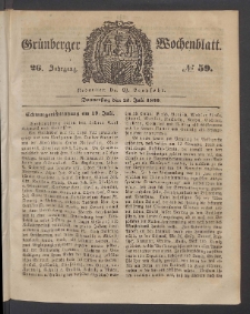 Gr&uuml;nberger Wochenblatt, No. 59. (25. Juli 1850)