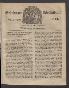 Grünberger Wochenblatt, No. 67. (22. August 1850)
