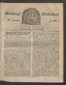 Grünberger Wochenblatt, No. 69. (29. August 1850)