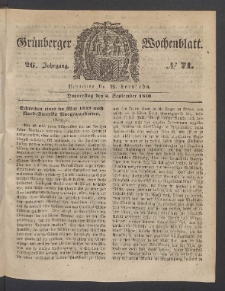 Grünberger Wochenblatt, No. 71. (5. September 1850)