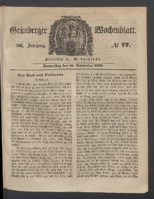 Grünberger Wochenblatt, No. 77. (26. September 1850)