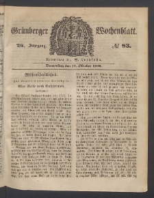 Grünberger Wochenblatt, No. 83. (17. Oktober 1850)