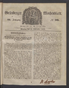 Grünberger Wochenblatt, No. 90. (11. November 1850)