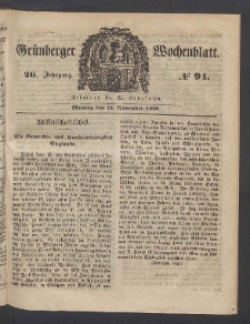 Grünberger Wochenblatt, No. 94. (25. November 1850)