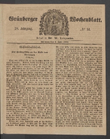 Grünberger Wochenblatt, No. 54. (5. Juli 1852)