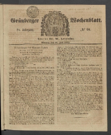 Gr&uuml;nberger Wochenblatt, No. 60. (26. Juli 1852)