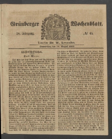 Grünberger Wochenblatt, No. 65. (12. August 1852)