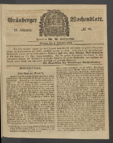 Gr&uuml;nberger Wochenblatt, No. 80. (4. Oktober 1852