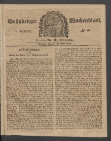 Gr&uuml;nberger Wochenblatt, No. 86. (25. Oktober 1852)