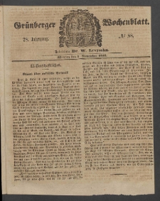 Grünberger Wochenblatt, No. 88. (1 November 1852)