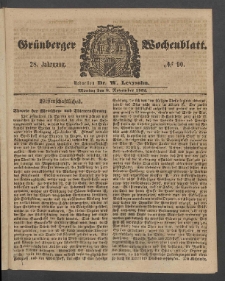 Grünberger Wochenblatt, No. 90. (8. November 1852)