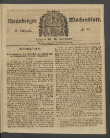 Gr&uuml;nberger Wochenblatt, No. 94. (22. November 1852)