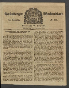 Grünberger Wochenblatt, No. 100. (13. Dezember 1852)