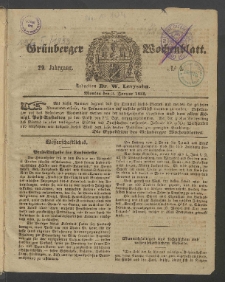Gr&uuml;nberger Wochenblatt, No. 1. (3. Januar 1853)