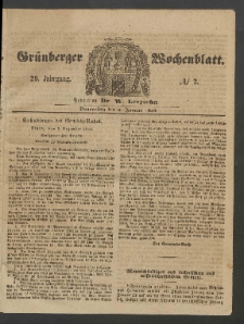 Gr&uuml;nberger Wochenblatt, No. 2. (6. Januar 1853)