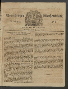 Gr&uuml;nberger Wochenblatt, No. 3. (10. Januar 1853)