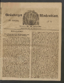 Gr&uuml;nberger Wochenblatt, No. 4. (13. Januar 1853)