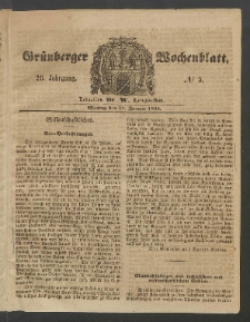 Gr&uuml;nberger Wochenblatt, No. 5. (17. Januar 1853)
