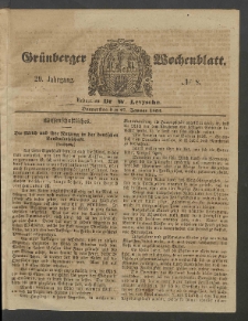Gr&uuml;nberger Wochenblatt, No. 8. (27. Januar 1853)