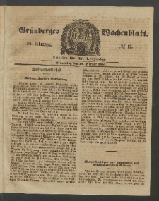 Grünberger Wochenblatt, No. 12. (10. Februar 1853)