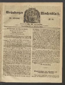 Gr&uuml;nberger Wochenblatt, No. 14. (17. Februar 1853)