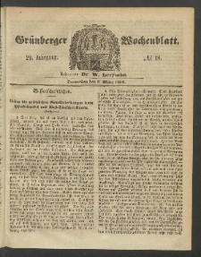 Gr&uuml;nberger Wochenblatt, No. 18. (3. M&auml;rz 1853)