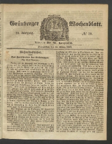 Gr&uuml;nberger Wochenblatt, No. 20. (10. M&auml;rz 1853)