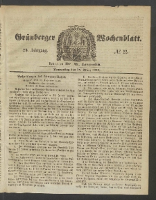 Gr&uuml;nberger Wochenblatt, No. 22. (17. M&auml;rz 1853)