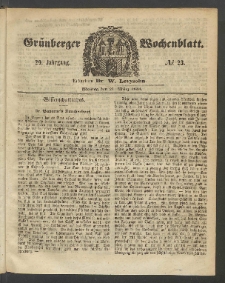 Gr&uuml;nberger Wochenblatt, No. 23. (21. M&auml;rz 1853)