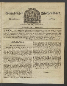 Gr&uuml;nberger Wochenblatt, No. 24. (24. M&auml;rz 1853)