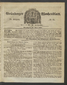 Grünberger Wochenblatt, No. 25. (28. März 1853)