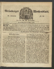 Gr&uuml;nberger Wochenblatt, No. 26. (31. M&auml;rz 1853)