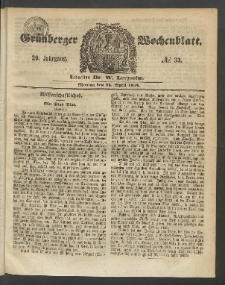 Gr&uuml;nberger Wochenblatt, No. 33. (25. April 1853)