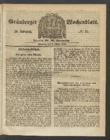Gr&uuml;nberger Wochenblatt, No. 35. (2. Mai 1853)
