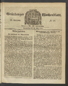 Gr&uuml;nberger Wochenblatt, No. 38. (12. Mai 1853)