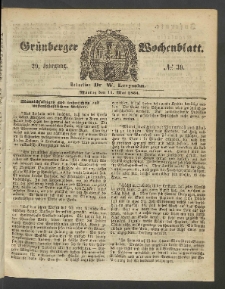 Gr&uuml;nberger Wochenblatt, No. 39. (16. Mai 1853)