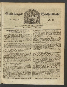 Gr&uuml;nberger Wochenblatt, No. 40. (18. Mai 1853)