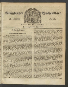 Gr&uuml;nberger Wochenblatt, No. 42. (26. Mai 1853)