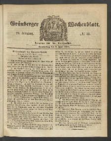 Gr&uuml;nberger Wochenblatt, No. 44. (2. Juni 1853)