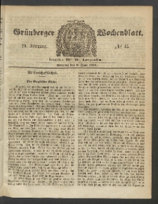 Gr&uuml;nberger Wochenblatt, No. 45. (6. Juni 1853)