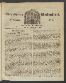 Grünberger Wochenblatt, No. 49. (20. Juni 1853)
