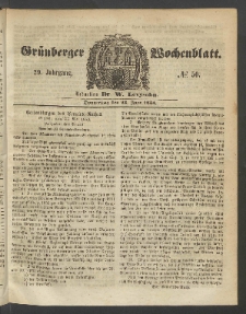 Gr&uuml;nberger Wochenblatt, No. 50. (23. Juni 1853)