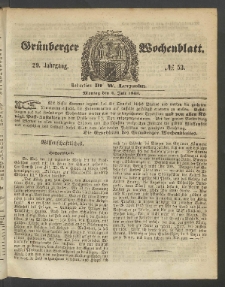 Gr&uuml;nberger Wochenblatt, No. 53. (4. Juli 1853)