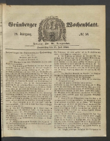 Gr&uuml;nberger Wochenblatt, No. 58. (21. Juli 1853)